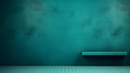 Cyan Wall with beautiful Lighting. Elegant minimal background for product presentation.の素材