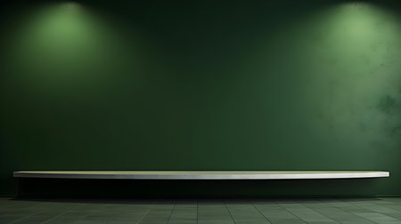 Gold wall with beautiful lighting. Elegant minimal background for product presentation.の素材