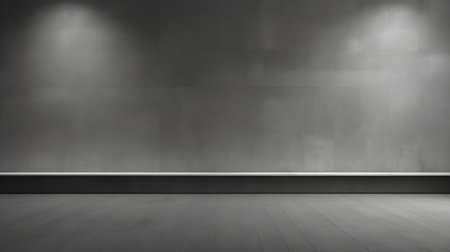 Gray wall with beautiful lighting. Elegant minimal background for product presentation.の素材
