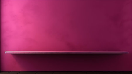 Magenta wall with beautiful lighting. Elegant minimal background for product presentation.の素材