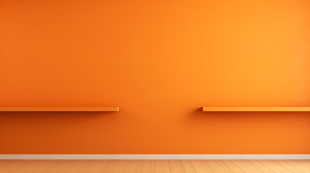 Orange wall with beautiful lighting. Elegant minimal background for product presentation.の素材