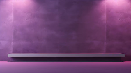 Purple Wall with beautiful Lighting. Elegant minimal background for product presentation.の素材