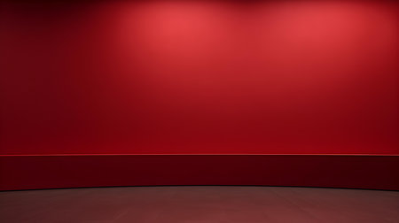 Red wall with beautiful lighting. Elegant minimal background for product presentation.の素材