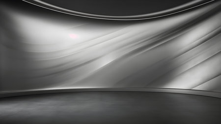 Silver wall with beautiful lighting. Elegant minimal background for product presentation.の素材