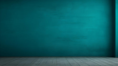 Turquoise wall with beautiful lighting. Elegant minimal background for product presentation.の素材