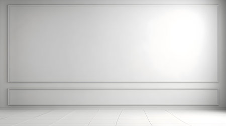 White wall with beautiful lighting. Elegant minimal background for product presentation.の素材