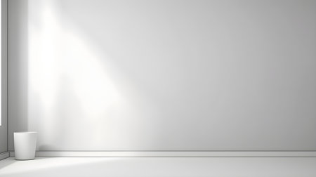 White wall with beautiful lighting. Elegant minimal background for product presentation.の素材