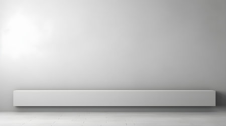 White wall with beautiful lighting. Elegant minimal background for product presentation.の素材