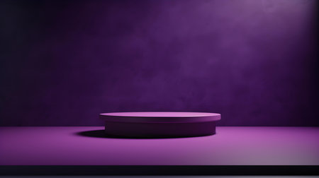 Minimalist Room with a Beautiful Stage in Dark Purple Colors. Modern and Futuristic Background for Product Presentation.の素材