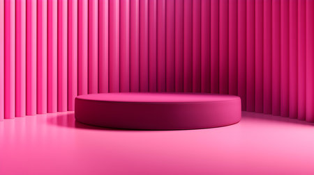 Minimalist Room with a Beautiful Stage in Hot Pink Colors. Modern and Futuristic Background for Product Presentation.の素材