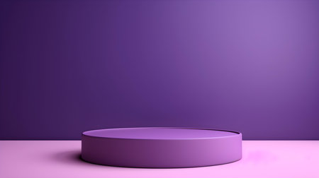 Minimalist Room with a Beautiful Stage in Purple Colors. Modern and Futuristic Background for Product Presentation.の素材