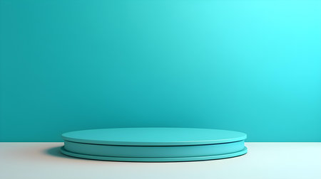 Minimalist Room with a beautiful Stage in Turquoise Colors. Modern and Futuristic Background for Product Presentation.の素材
