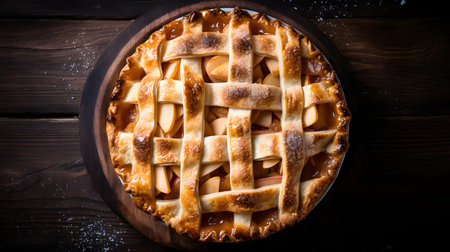 Overhead Shot of Homemade Apple Pie with Lattice Crust. close upの素材