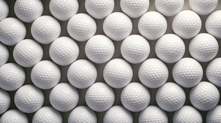 Seamless background of white golf balls. Top viewの素材