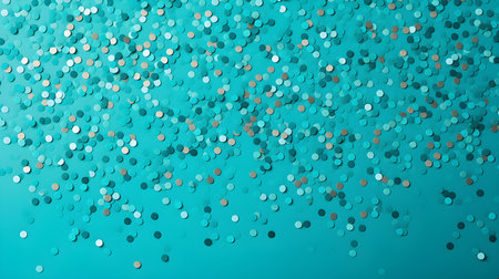 Background of Confetti Sprinkles in Turquoise Colors. Festive Template for Holidays and Celebrationsの素材