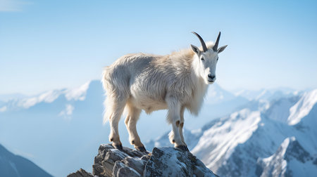 Mountain Goat Standing on Summit Above Cloudsの素材