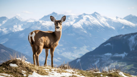 Alpine Deer in Mountain Landscapeの素材