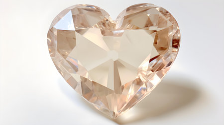 Ivory Crystal Heart on White Backgroundの素材