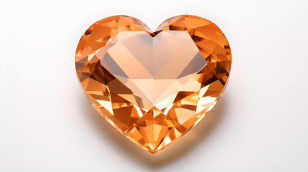 Light Orange Crystal Heart on White Backgroundの素材