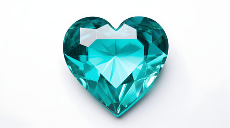 Turquoise Crystal Heart on White Backgroundの素材