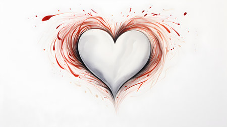 Hand Painted White Heart on White Backgroundの素材