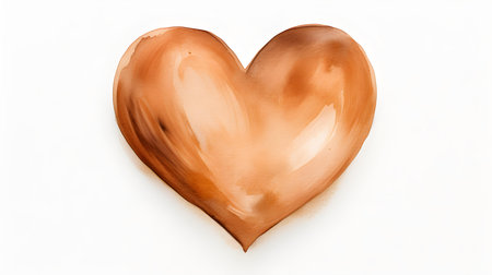 Hand Painted Light Brown Heart on White Backgroundの素材