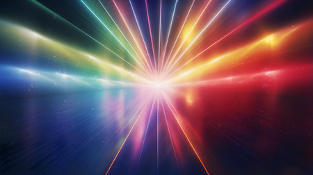 3D Render of Multicolor Light Rays. Abstract backgroundの素材