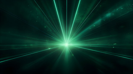 3D Render of Dark Green Light Rays. Abstract backgroundの素材