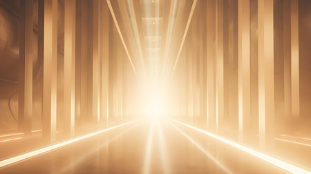 3D Render of Beige Light Rays. Abstract backgroundの素材