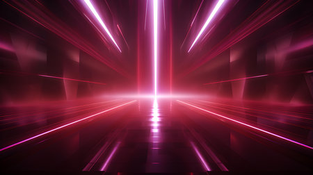 3D Render of Burgundy Light Rays. Abstract backgroundの素材