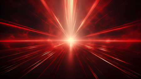 3D Render of Red Light Rays. Abstract backgroundの素材