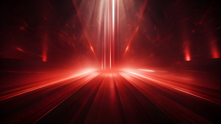 3D Render of Dark Red Light Rays. Abstract backgroundの素材