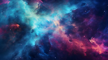 Multicolor Cosmic Background with swirling galaxies and nebulaeの素材