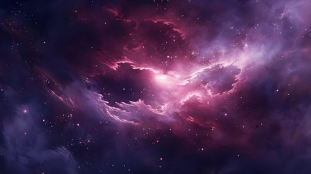 Magenta Cosmic Background with swirling galaxies and nebulaeの素材