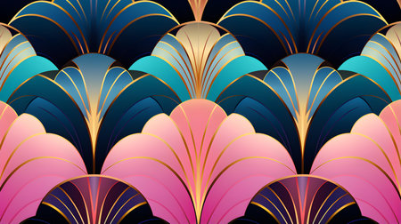Glamorous Multicolor Art Deco Pattern Backgroundの素材