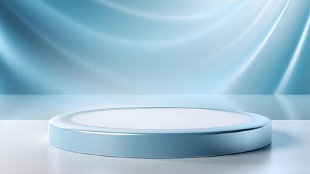 Elegant studio background in light blue colors. Modern Podium for Product Presentationの素材