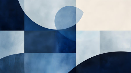 Minimalist blue background with calming shapes and textures. Abstract backdropの素材