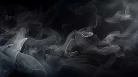 Black Stylized Smoke Wisps. Abstract backgroundの素材