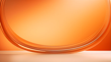 Elegant studio background in orange colors. Modern Podium for Product Presentationの素材