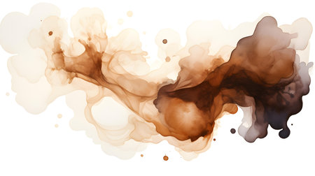 Dark Brown Watercolor Blobs on White Background. Artistic Presentation Backgroundの素材