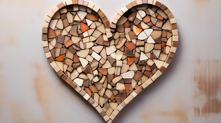 Light Brown Mosaic Pieces in the Shape of a Heart. Top viewの素材
