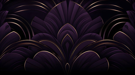 Glamorous Dark Purple Art Deco Pattern Backgroundの素材