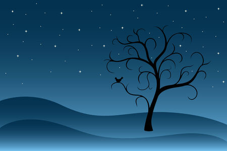 Tree at nightのイラスト素材