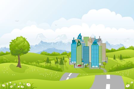 Large city landscapeのイラスト素材