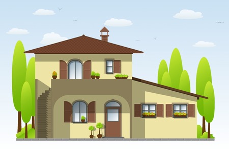 Tuscan Villaのイラスト素材