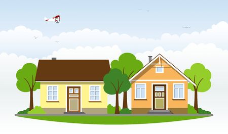 Beautiful country housesのイラスト素材