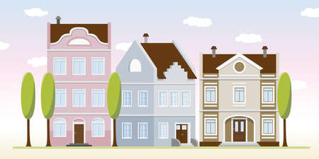 Colorful houses of a cityのイラスト素材