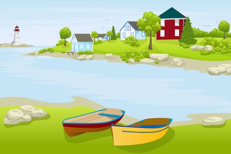 Summer landscape on the coastのイラスト素材