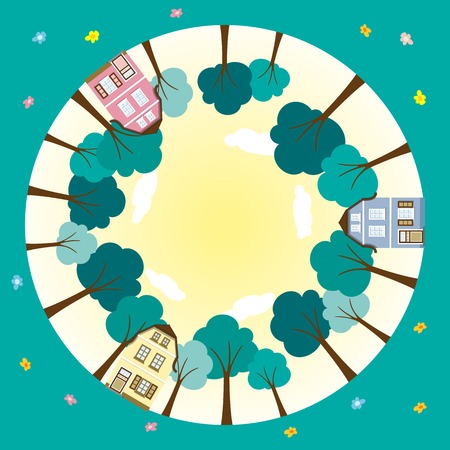 Round worlds in the suburbsのイラスト素材