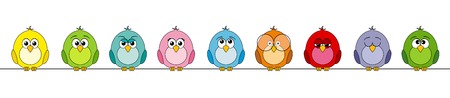 Funny colorful birds, panoramicのイラスト素材